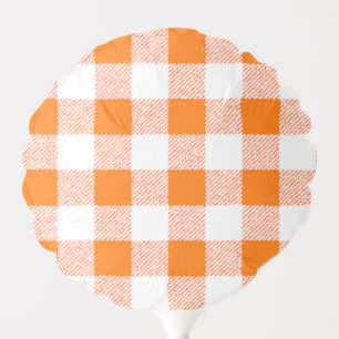 Gingham Check Pattern Orange Balloon