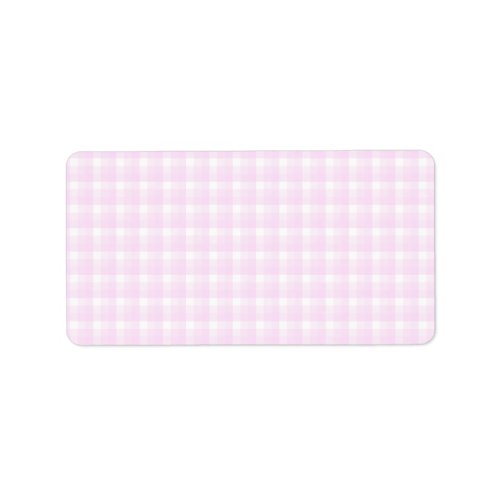 Gingham check pattern Pale pink and white Label