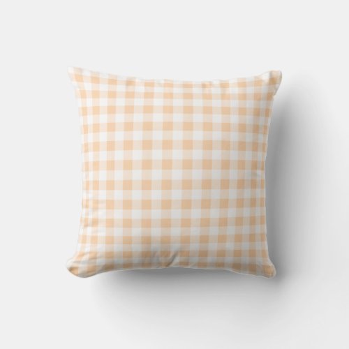 Gingham Check Pattern _ Peach and White Throw Pillow