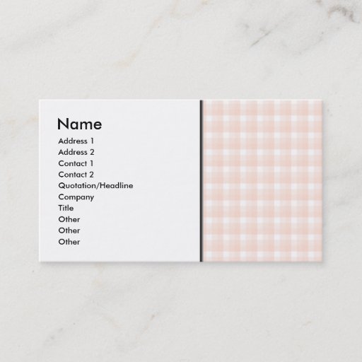 Customizable Gingham check pattern. Peach pink and white. Business Card Templates