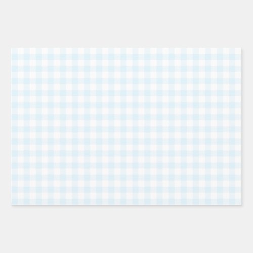 Gingham Check Pattern Plaid Light Blue Pink Grey Wrapping Paper Sheets