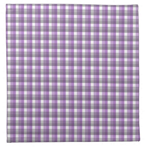 Gingham check pattern Purple Gray Cloth Napkin