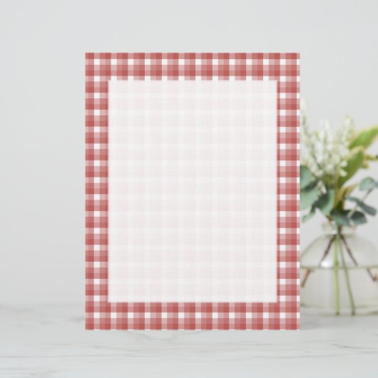 Gingham check pattern. Red and White. (Standing Front)