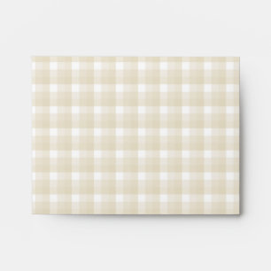 Gingham check pattern. Tan and White. Envelope