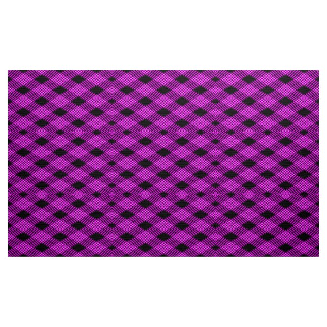 Gingham Check Purple and Black Pattern Fabric (Yard)