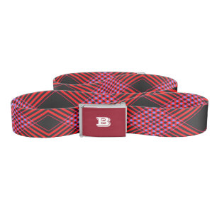 Gingham Check Red and Black Canvas Belt