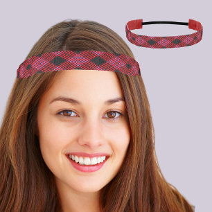 Gingham Check Red and Black Non-Slip Headband