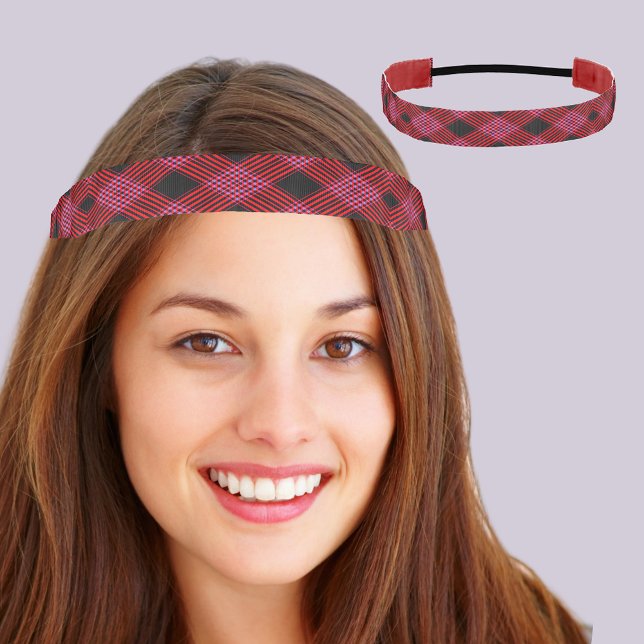 Gingham Check Red and Black Non-Slip Headband (Gingham Check Red and Black Non-Slip Headband)