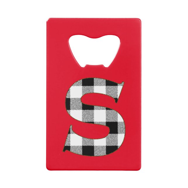 Gingham Check S Credit Card Bottle Opener (Front)