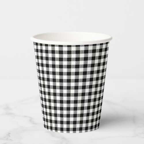 Gingham Check Small Black White Paper Cup