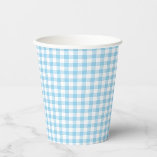 Gingham Check Small Blue White Paper Cup