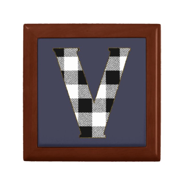 Gingham Check V Jewelry Box (Front)