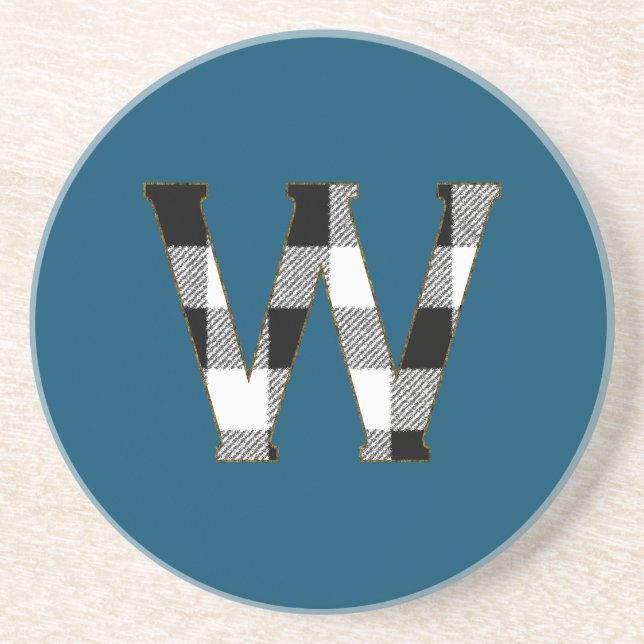 Gingham Check W Drink Coaster (Front)