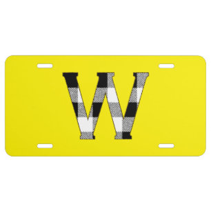Gingham Check W License Plate