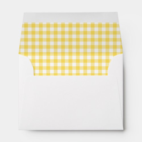 Gingham Check Yellow Return Address Printed Envelope
