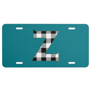 Gingham Check Z License Plate