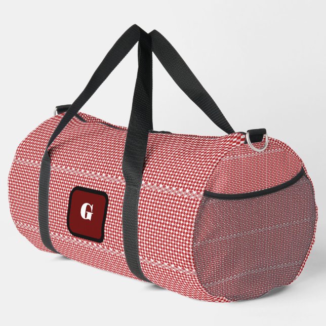 Gingham Checked Customize Duffle Bag (Right Corner)