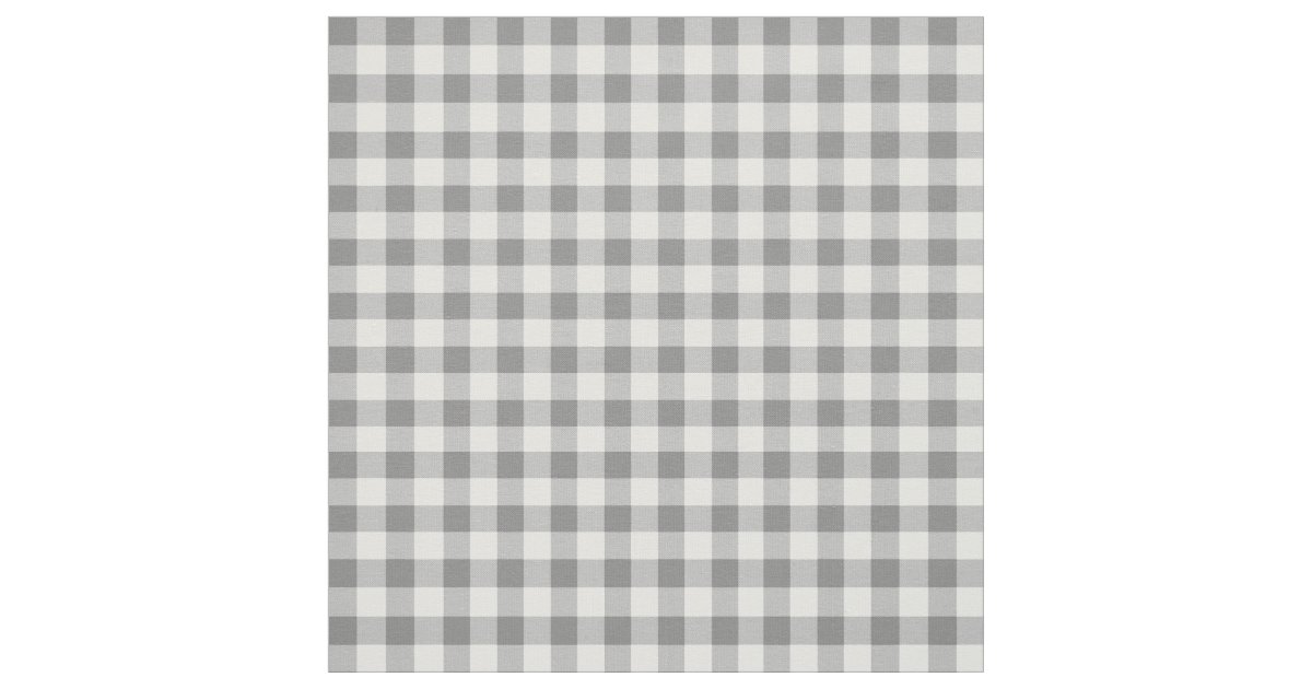 Gingham Checked Pattern Gray And White Fabric Zazzle