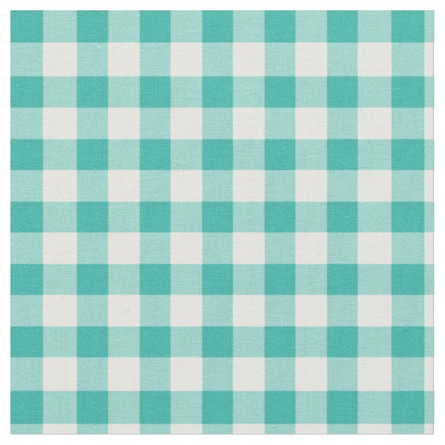Gingham Checked Pattern | Mint Green And White Fabric (Close Up)