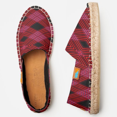 Gingham Checked Red  Black Diagonal Pattern ZEA Espadrilles