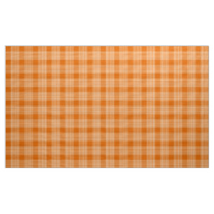Gingham Checkered Burnt Orange and White Fabric
