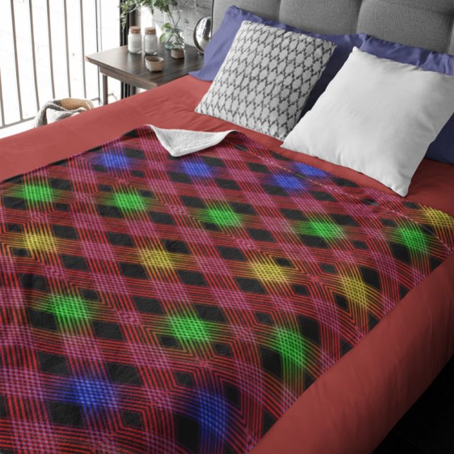 Gingham Checkered Multicolored Fleece Blanket (Gingham Checkered Multicolored Fleece Blanket)