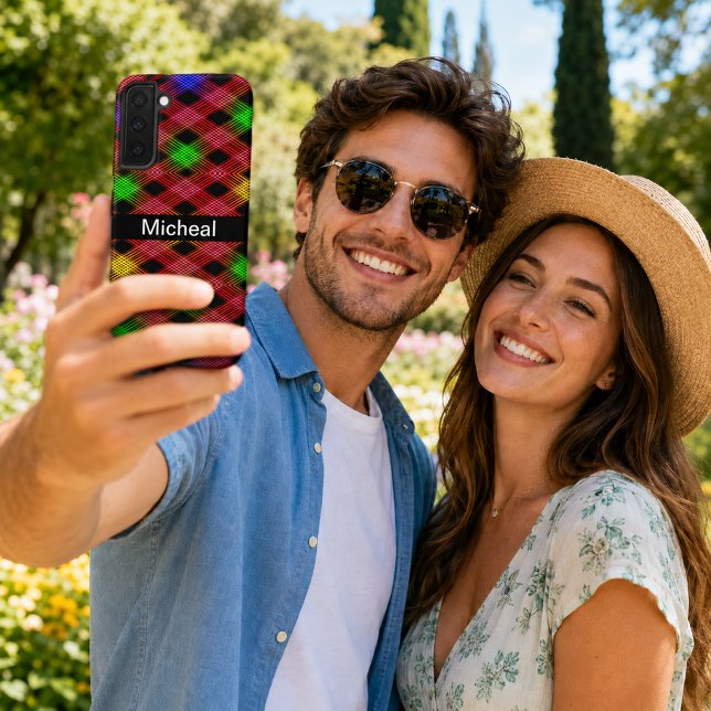 Gingham Checkered Multicolored Pattern Custom Name Samsung Galaxy Case (Gingham Checkered Multicolored Pattern Custom Name Samsung Galaxy Case)