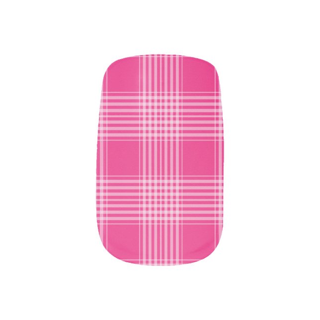 Gingham Checkered Pink and White Minx Nails Minx Nail Wraps (Left Thumb)