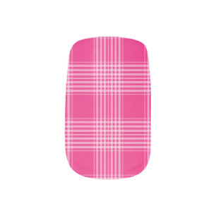 Gingham Checkered Pink and White Minx Nails Nail Wraps