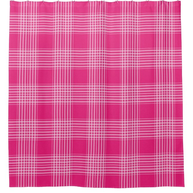 Gingham Checkered Pink and White Shower Curtain (Front)