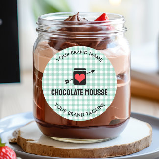 Gingham Checks Green Pattern Jar Label Business