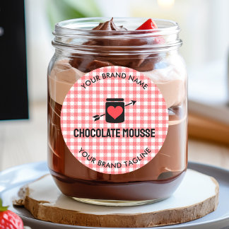 Gingham Checks Pink Pattern Jar Label for Business