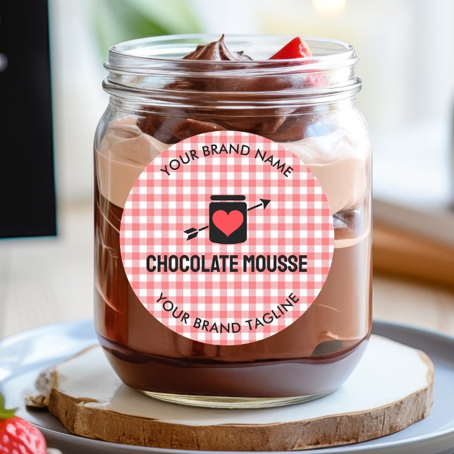 Gingham Checks Pink Pattern Jar Label for Business (Gingham Checks Pink Pattern Jar Label for Business)