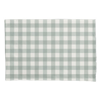 Gingham checks plaid light sage green pillow case