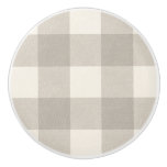 Gingham checks plaid neutral beige ceramic knob
