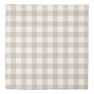 Gingham checks plaid neutral beige duvet cover