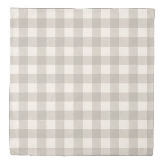 Gingham checks plaid neutral beige duvet cover