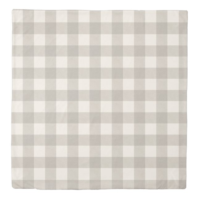 Gingham checks plaid neutral beige duvet cover (Front)
