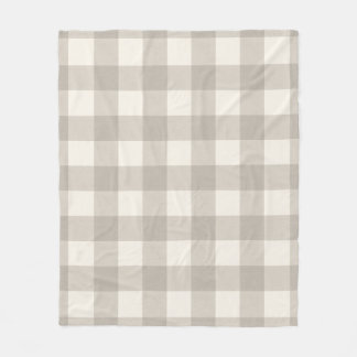 Gingham checks plaid neutral beige fleece blanket