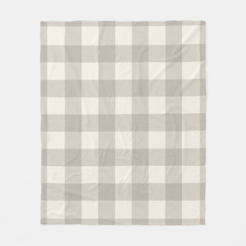 Gingham checks plaid neutral beige fleece blanket