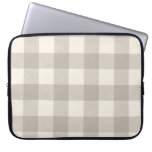 Gingham checks plaid neutral beige laptop sleeve