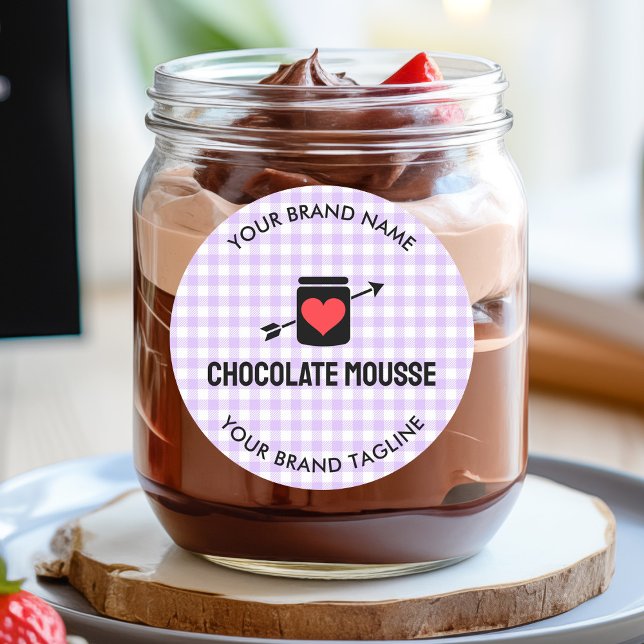 Gingham Checks Purple Pattern Jar Label Business (Gingham Checks Purple Pattern Jar Label Business)