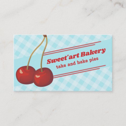 Gingham cherries bakery baking business card