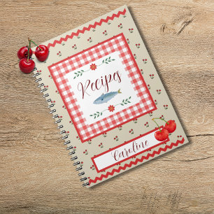 Gingham Cherry Recipe Book with Custom Name