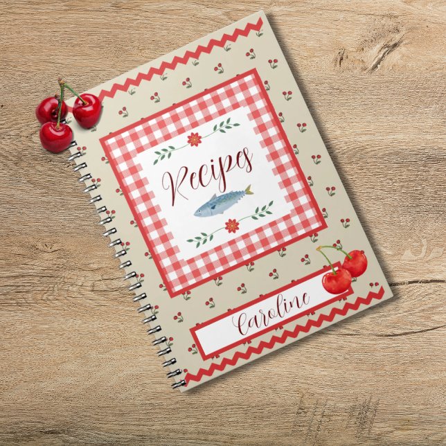 Gingham Cherry Recipe Book with Custom Name (Creator Uploaded)