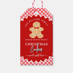 Gingham Christmas Cookies Baked Goods Gingerbread  Gift Tags