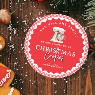 Gingham Christmas Cookies Baked Goods Label