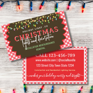 Gingham Christmas lights installation Business Card