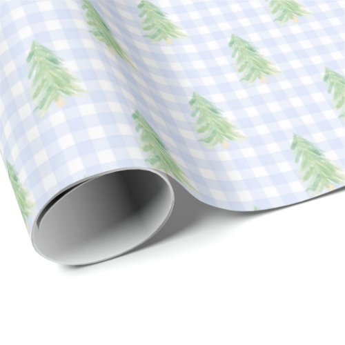 Gingham Christmas Trees Christmas Wrapping Paper