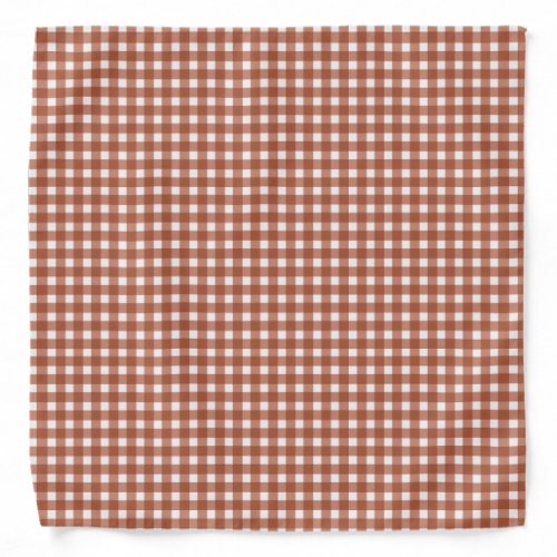 Gingham Classic Brown White Small Plaid Pattern Bandana